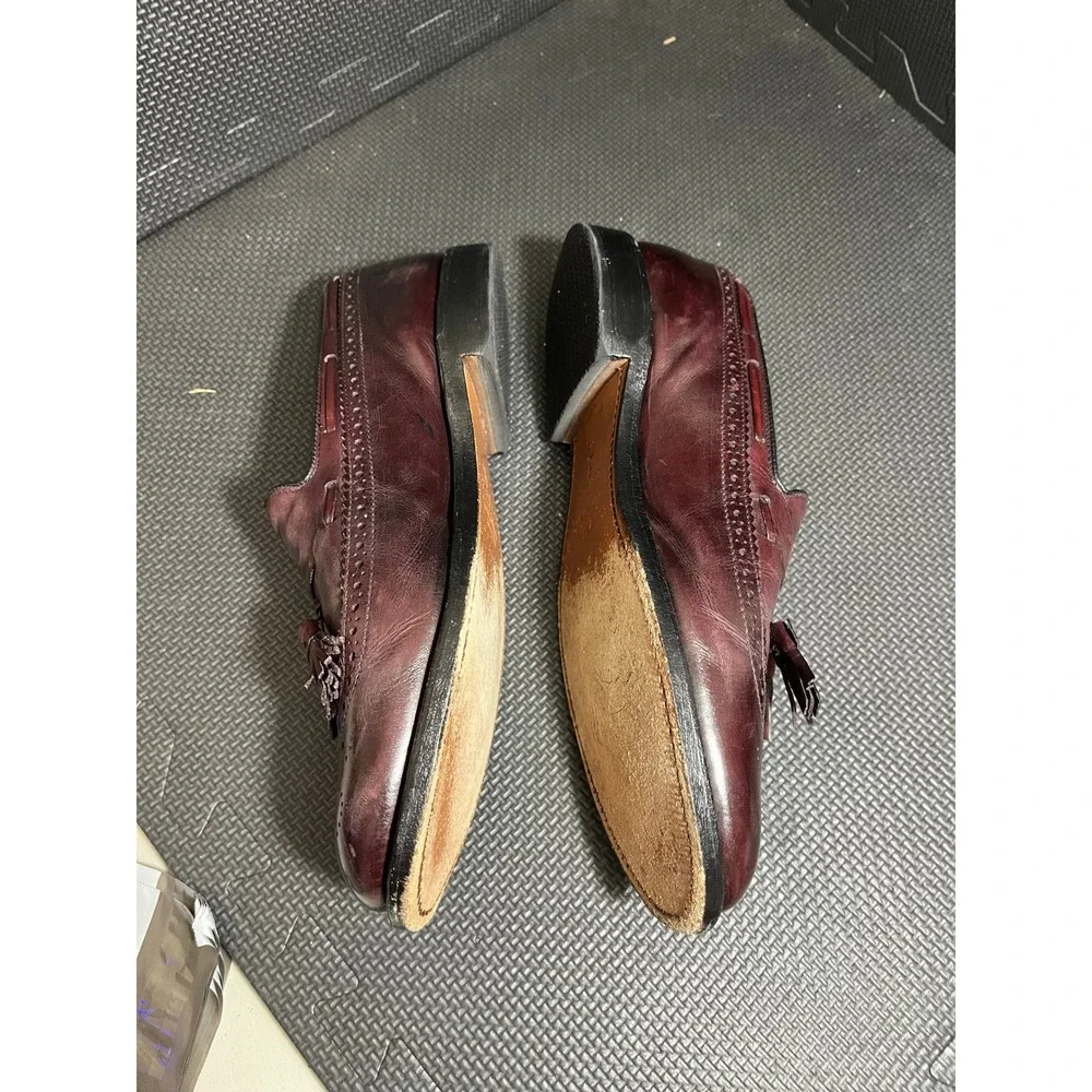 Allen Edmonds Mens Manchester Merlot Leather‎ Wingtip Tassel Loafers Oxblood 9 E